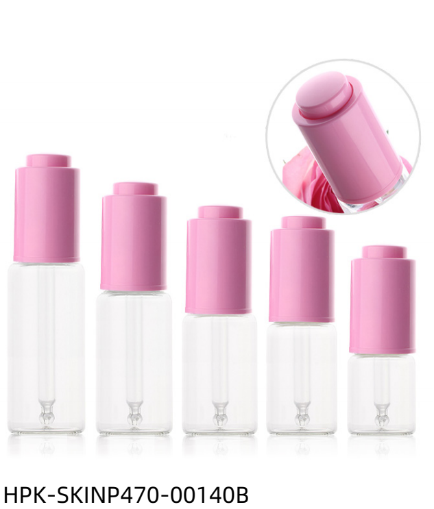 Glass Bottle with Pink Push-button Pipette Cap Smooth